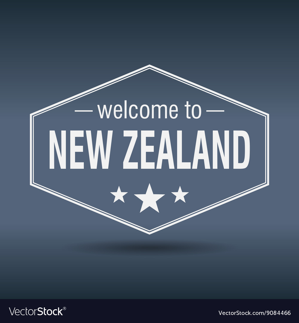 Welcome to new zealand hexagonal white vintage