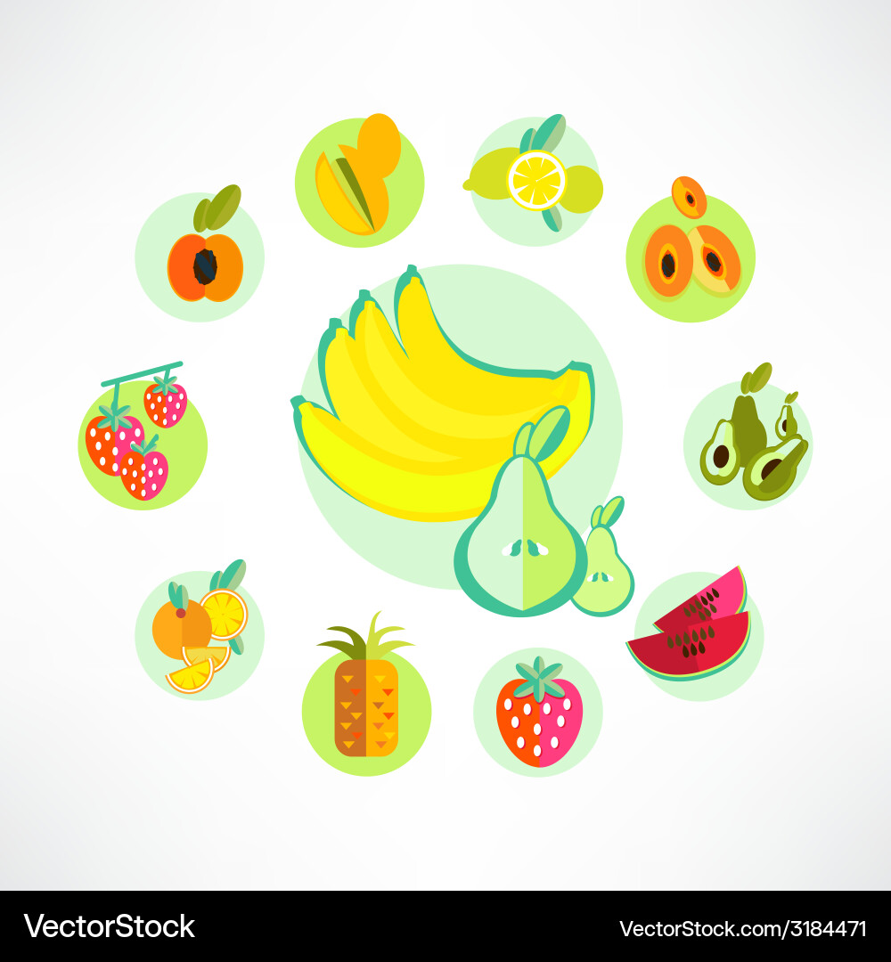 A set of fruit icons Royalty Free Vector Image