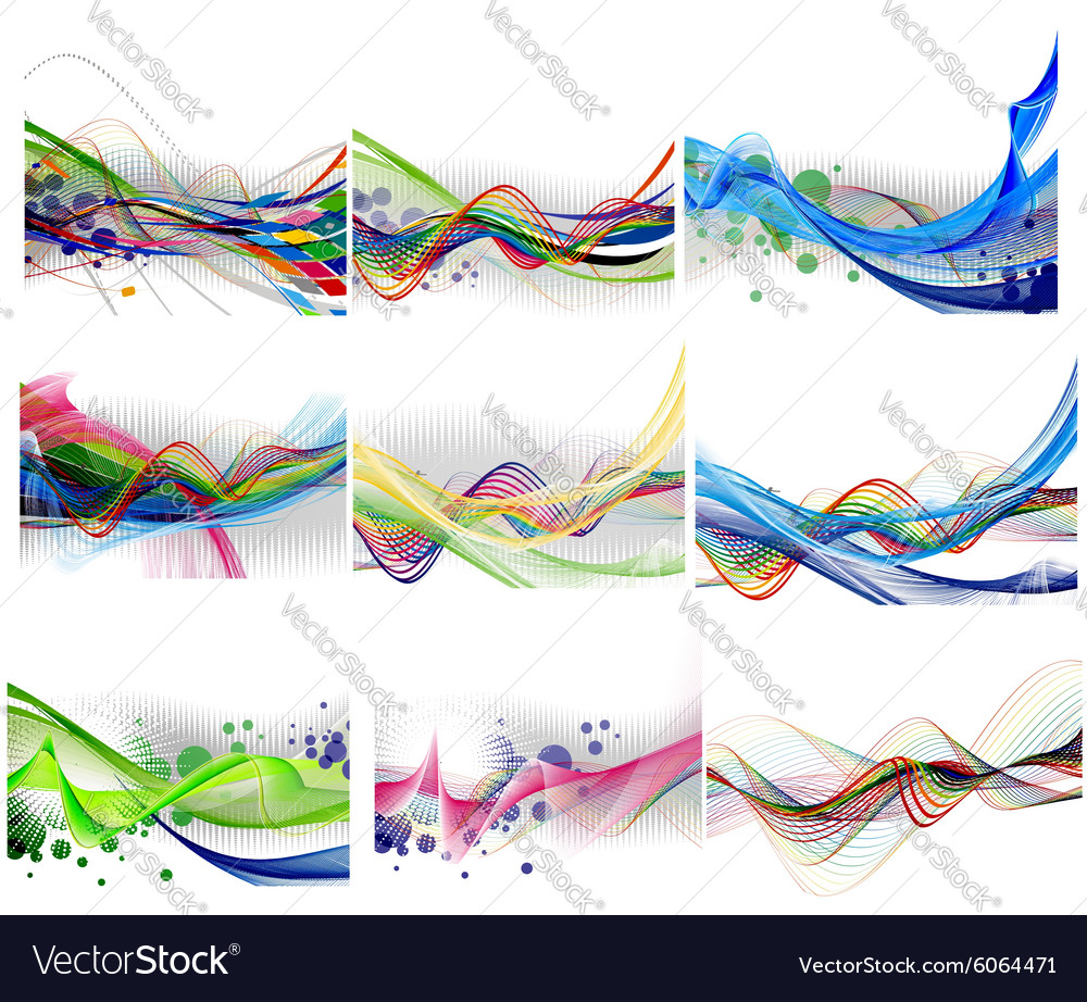 Abstract rainbow wave line set Royalty Free Vector Image