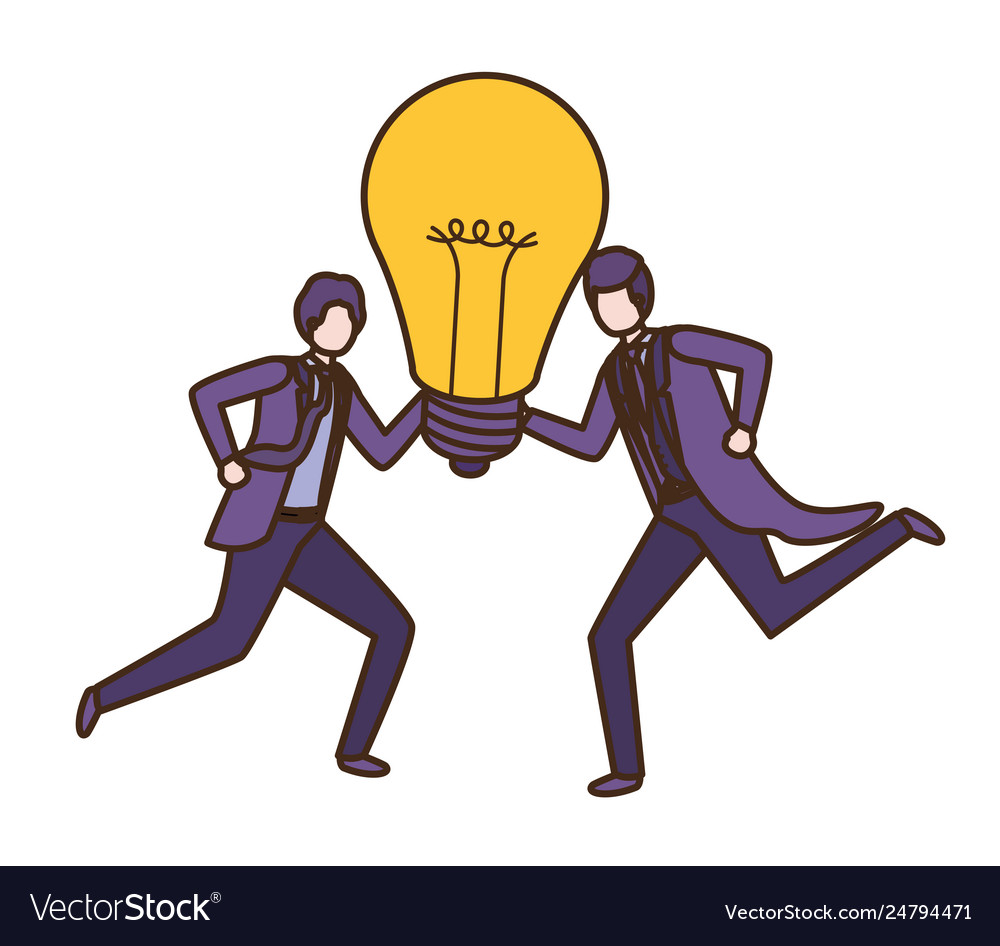 Businessmen with lightbulb avatar character