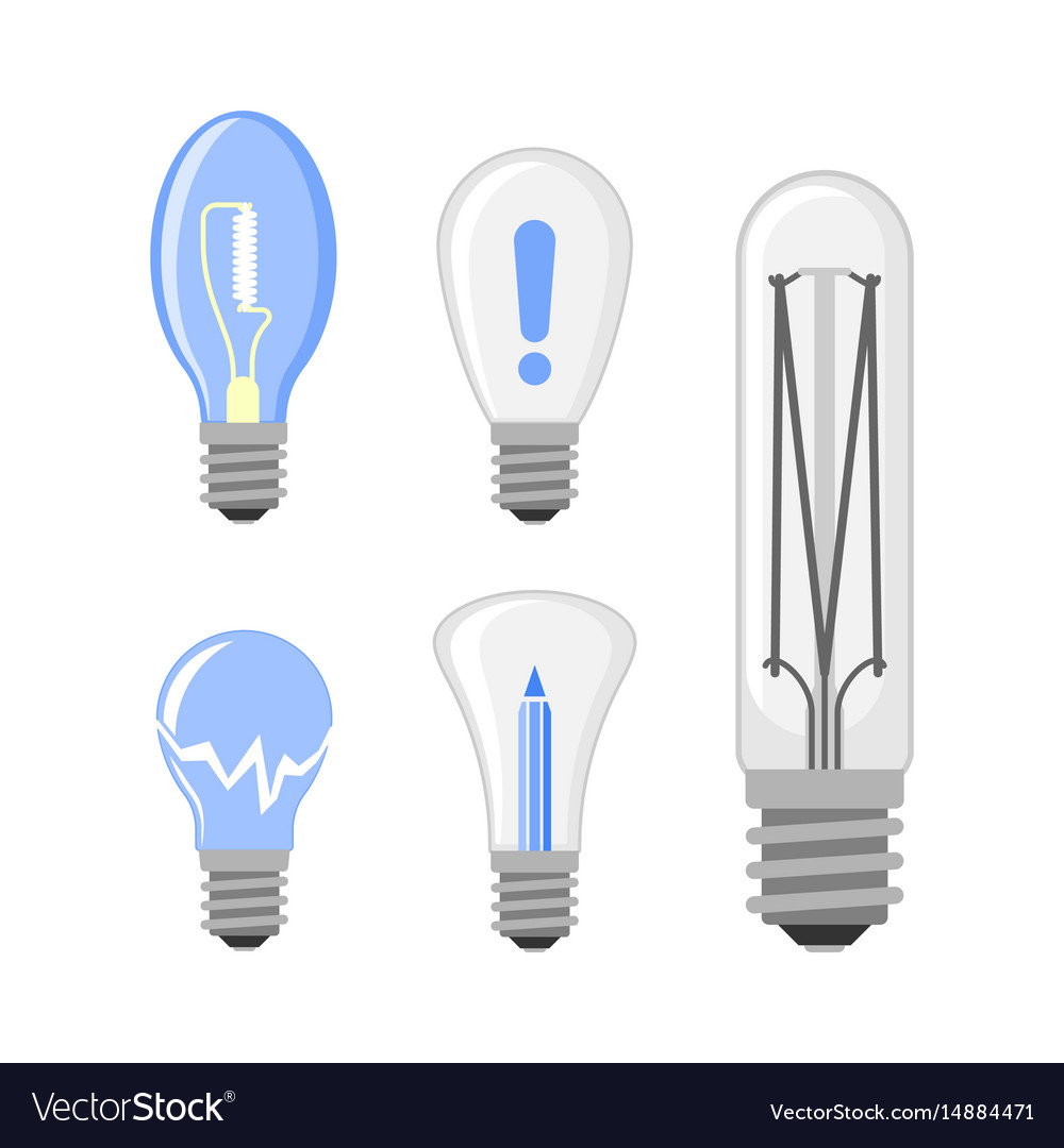 Cartoon lamp light bulb design flat