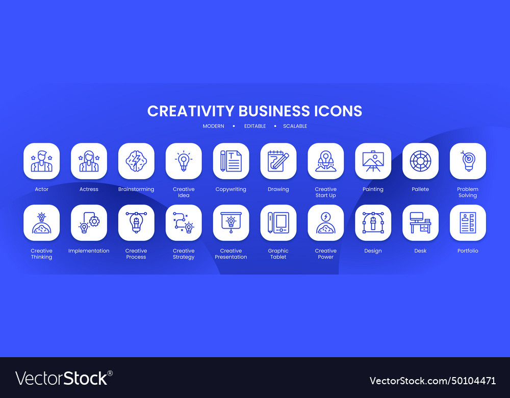 Creativity business icon collection with black