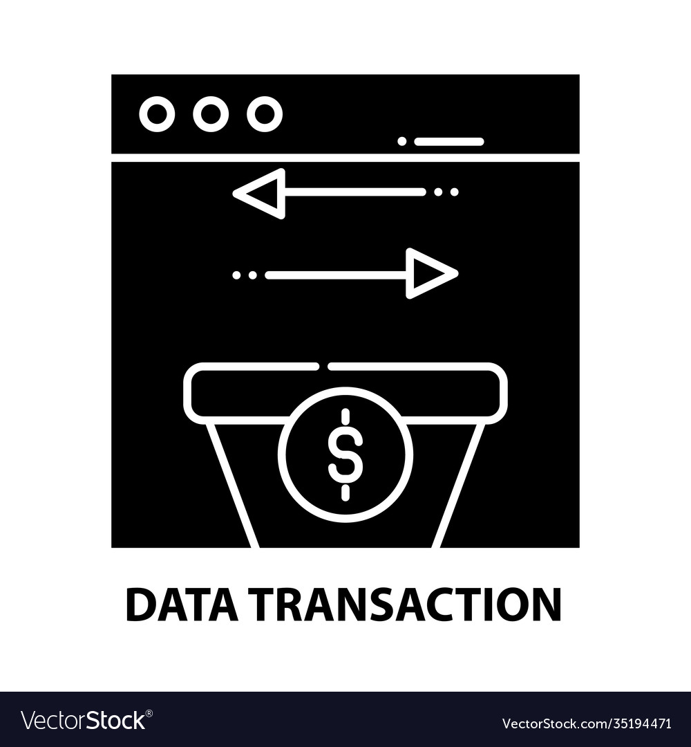 Data transaction icon black sign Royalty Free Vector Image