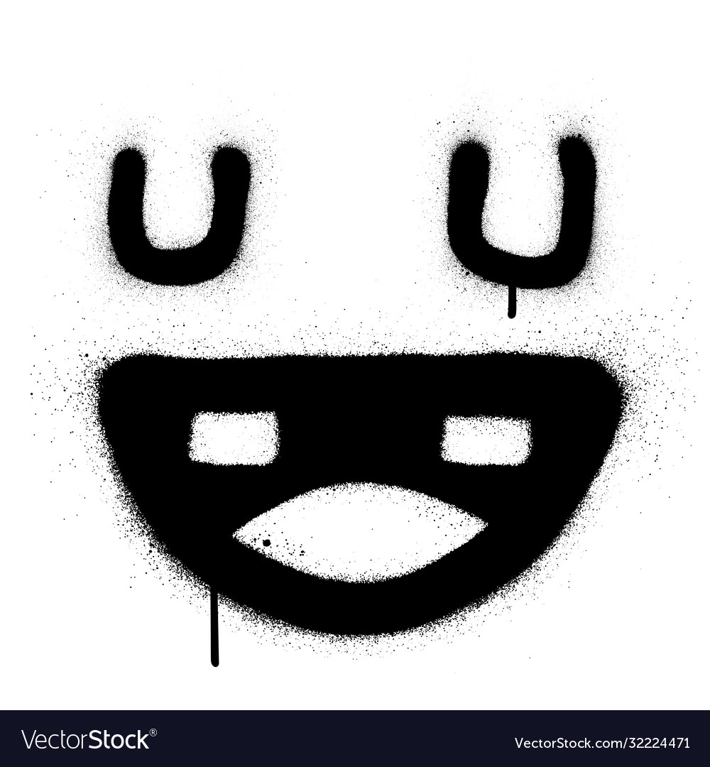 Graffiti square laughing icon sprayed in black Vector Image