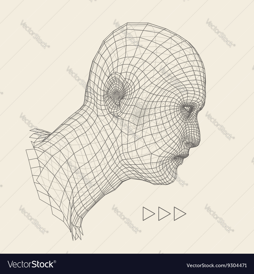 Head of the person from a 3d grid human face Vector Image