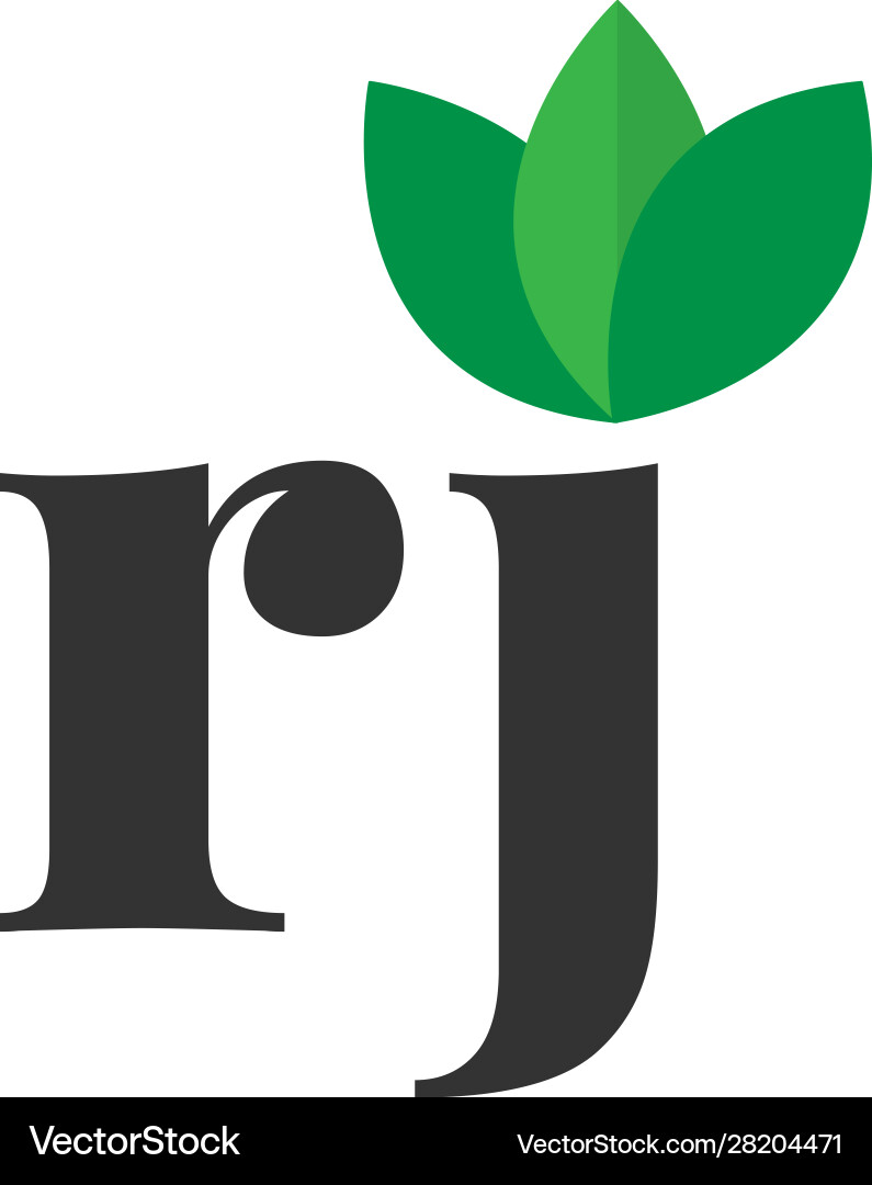 Initial letter rj green leaf logo design template Vector Image