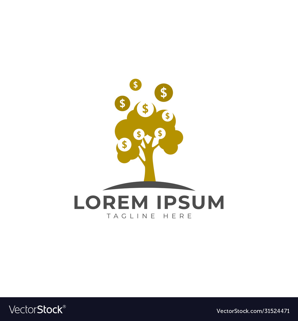 Investment growth with tree coins logo icon