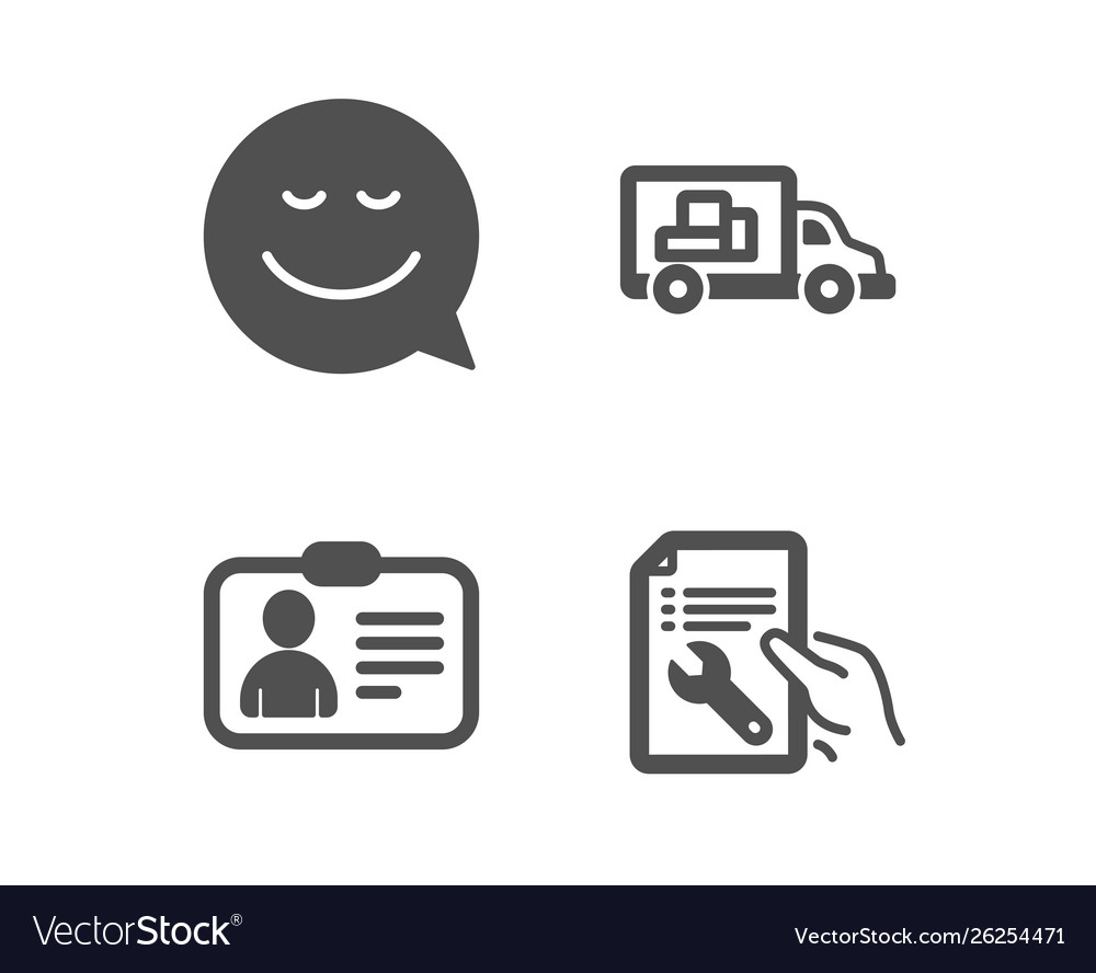 Smile truck transport and id card icons repair