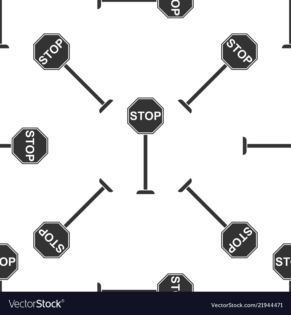 Stop sign seamless pattern on white background Vector Image