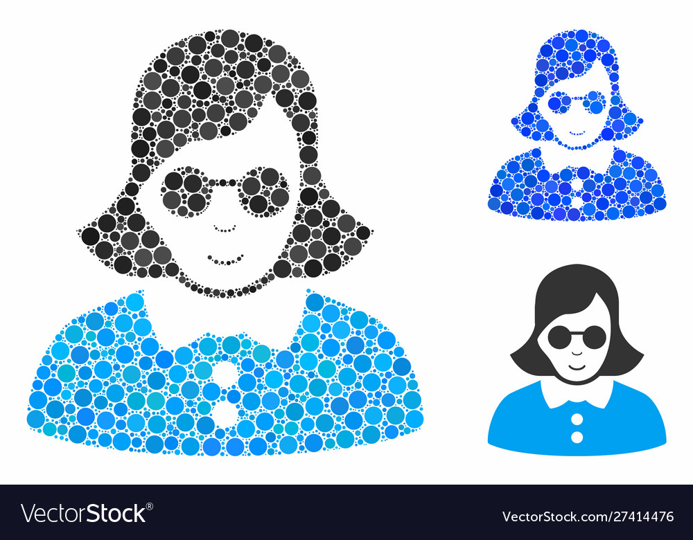 Blind woman mosaic icon circles