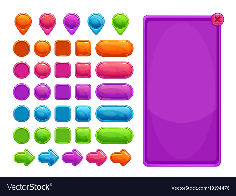 Cute colorful abstract assets for game or web Vector Image