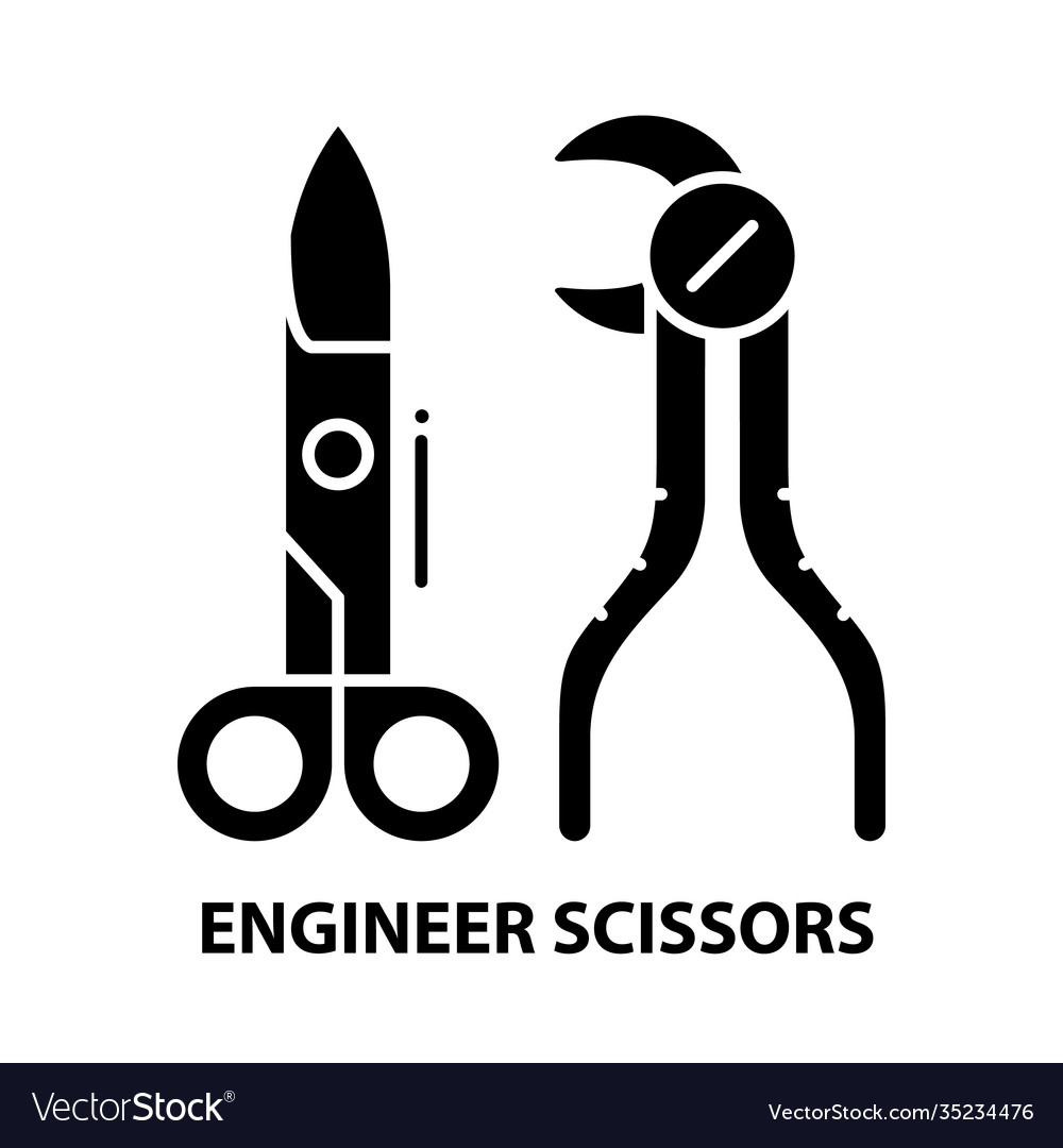 Engineer scissors icon black sign