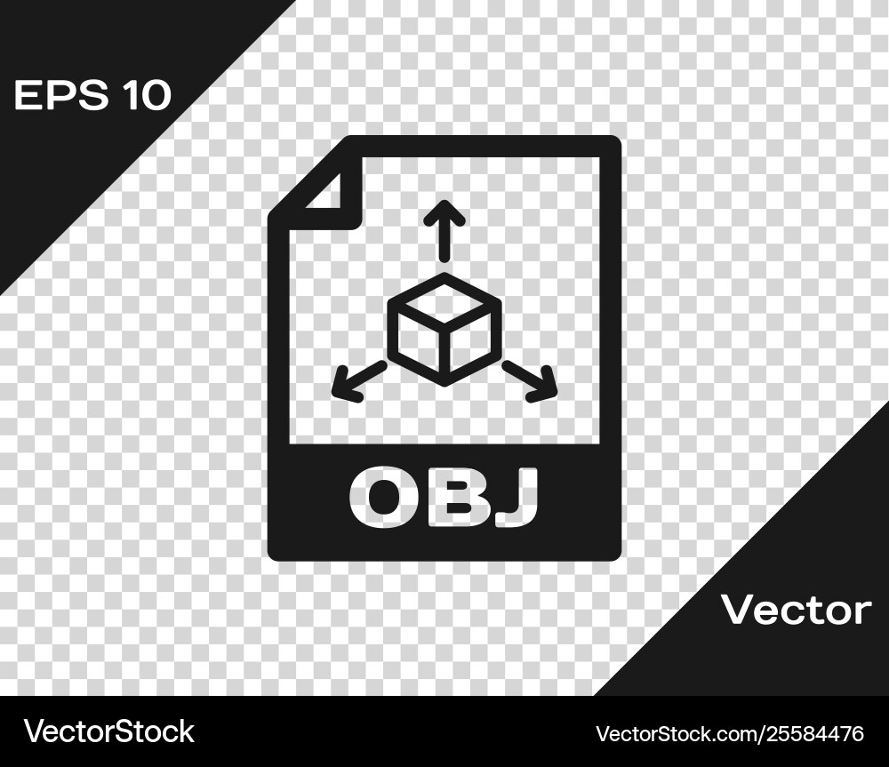 Grey obj file document icon download obj button Vector Image