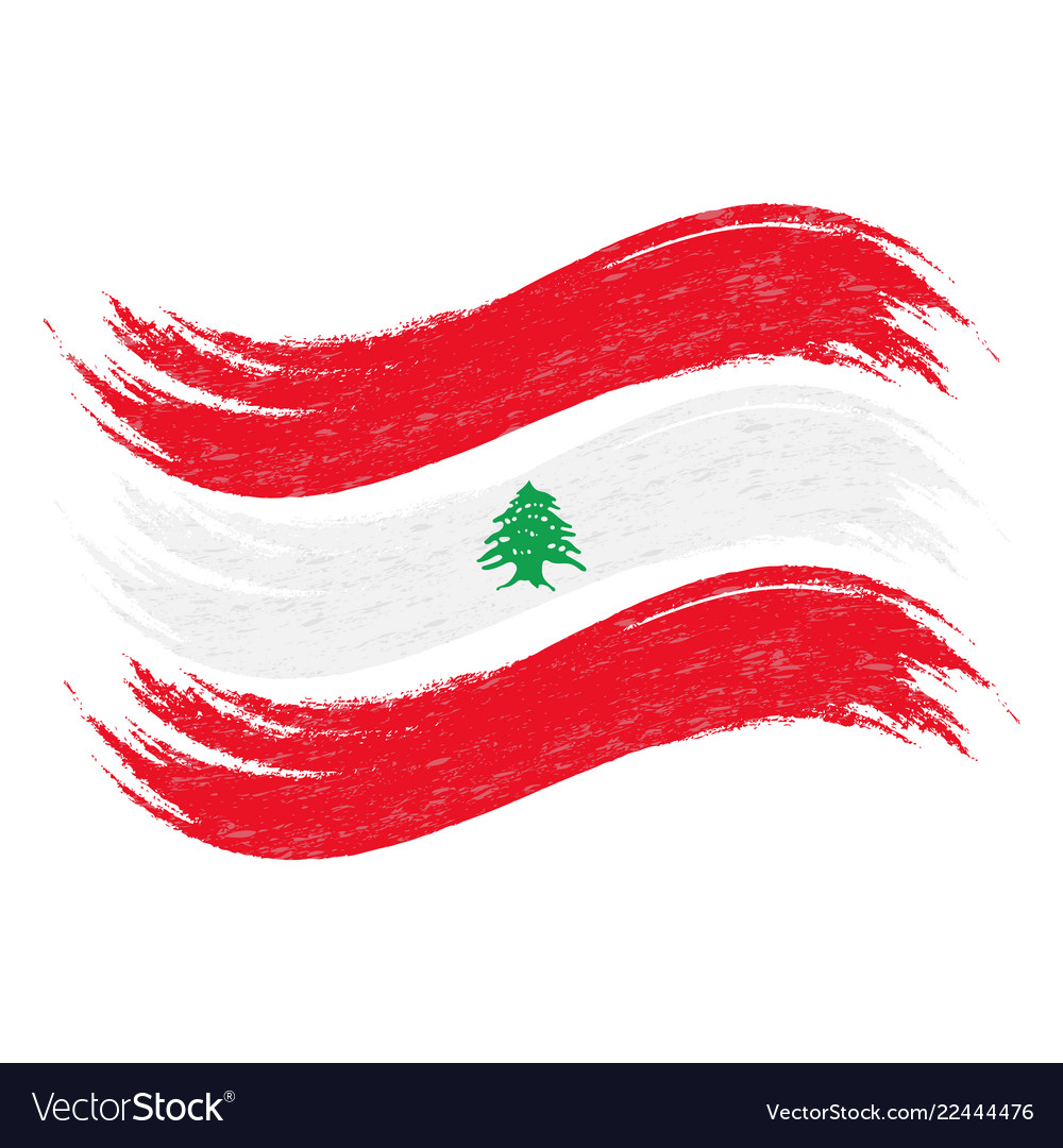 Grunge Brush Stroke With National Flag Of Lebanon Vector Image