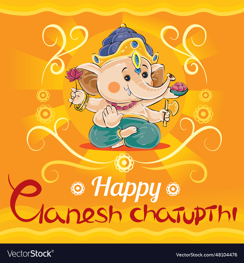 Happy ganesh chaturthi greeting card Royalty Free Vector