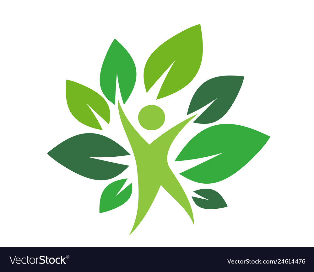 Human silhouette and green leaves Royalty Free Vector Image