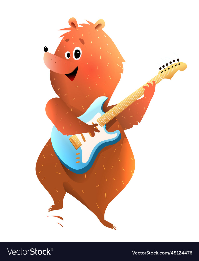 Musical show teddy bear play guitar instrument Vector Image