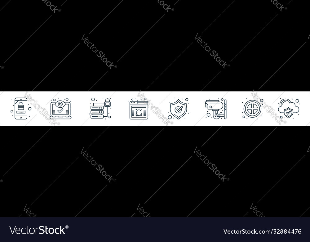 Web security line icons linear set quality vector image Web security line icons linear set quality