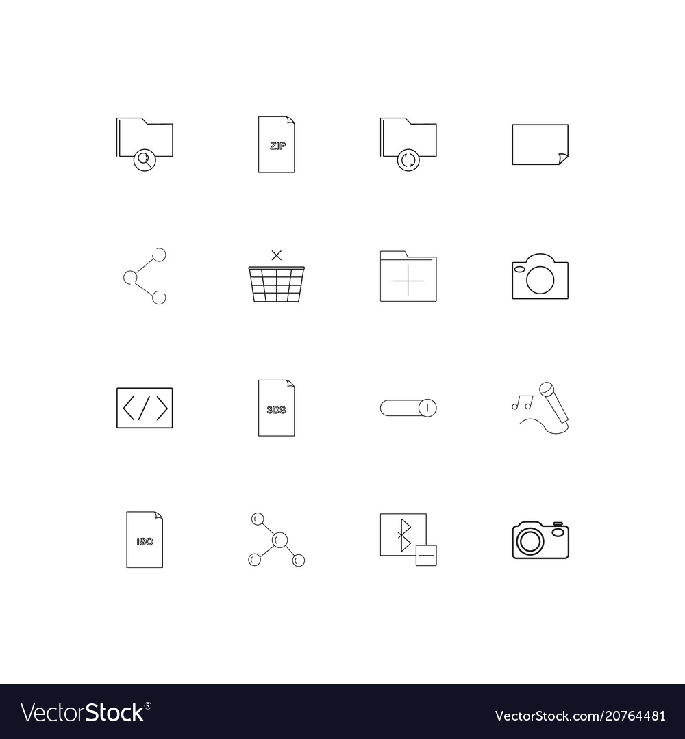 Files and folders sign linear thin icons set