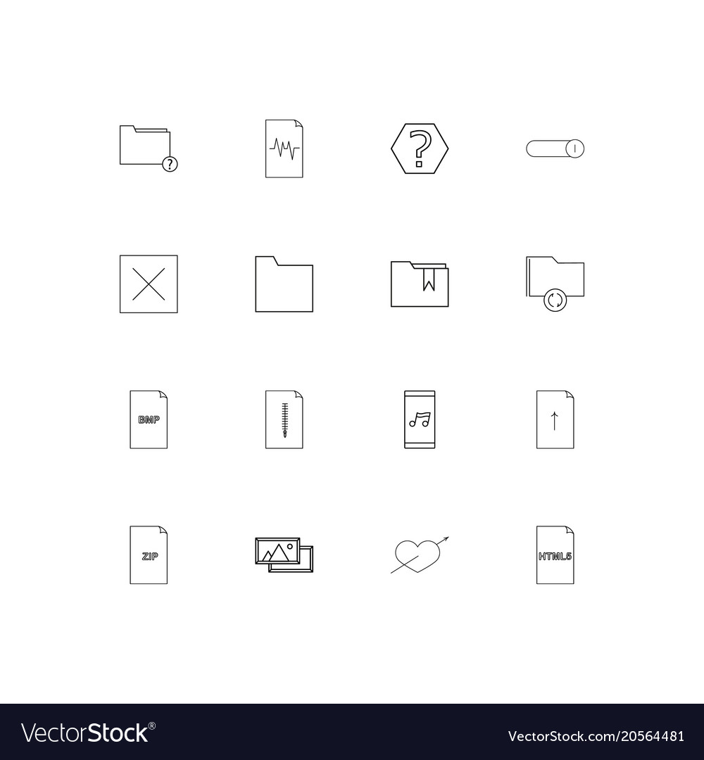 Files and folders sign simple linear icons set