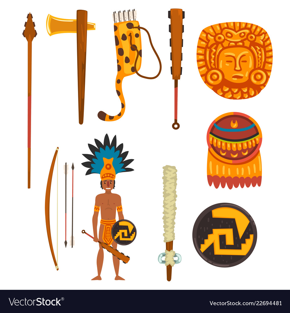 maya-civilization-symbols-set-ancient-american-vector-image