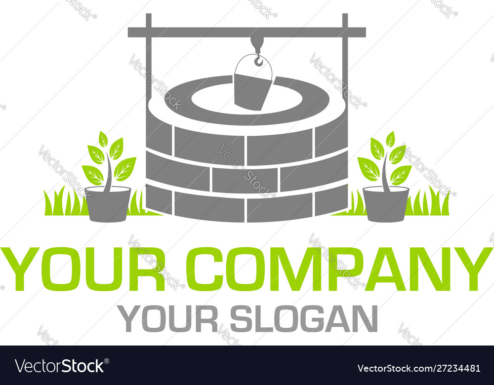 Nature old well logo design Royalty Free Vector Image