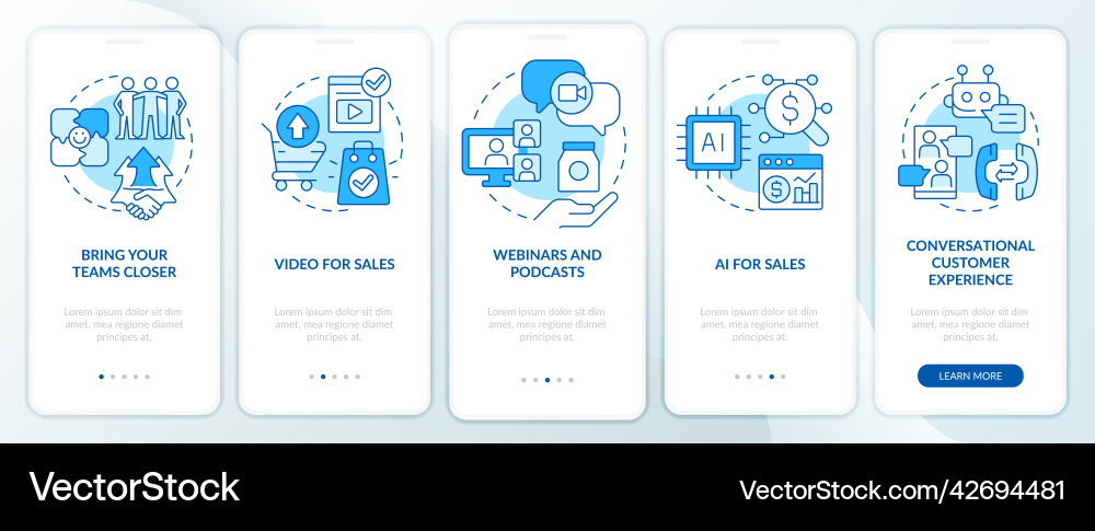 Sales trends blue onboarding mobile app screen Vector Image