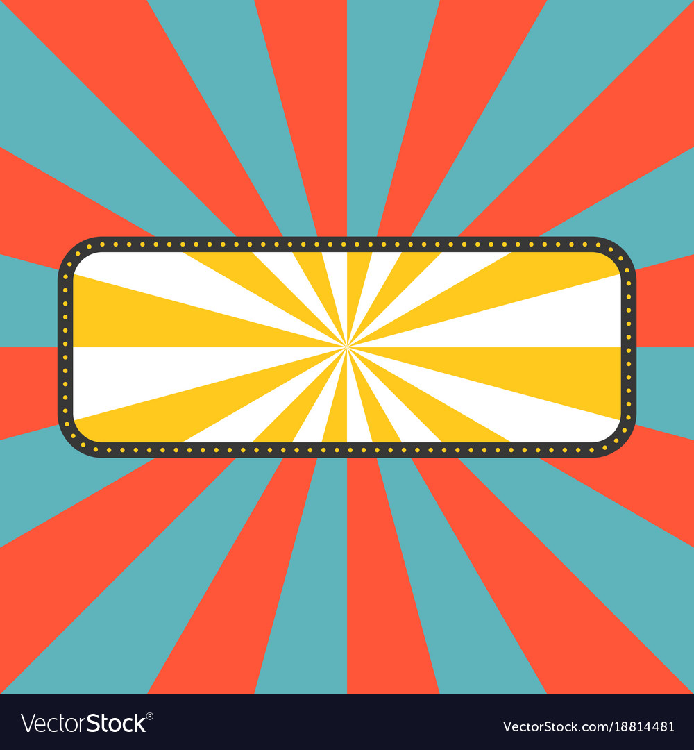 Sun rays with frame in retro style