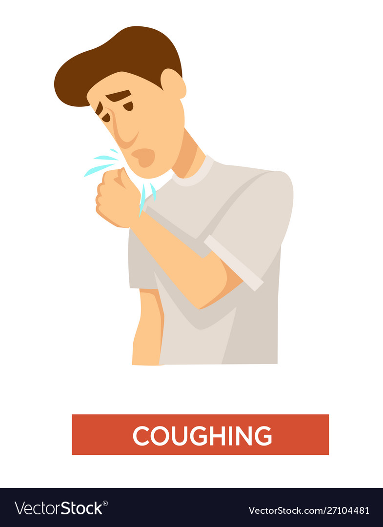 Tuberculosis symptom man coughing lung infection Vector Image