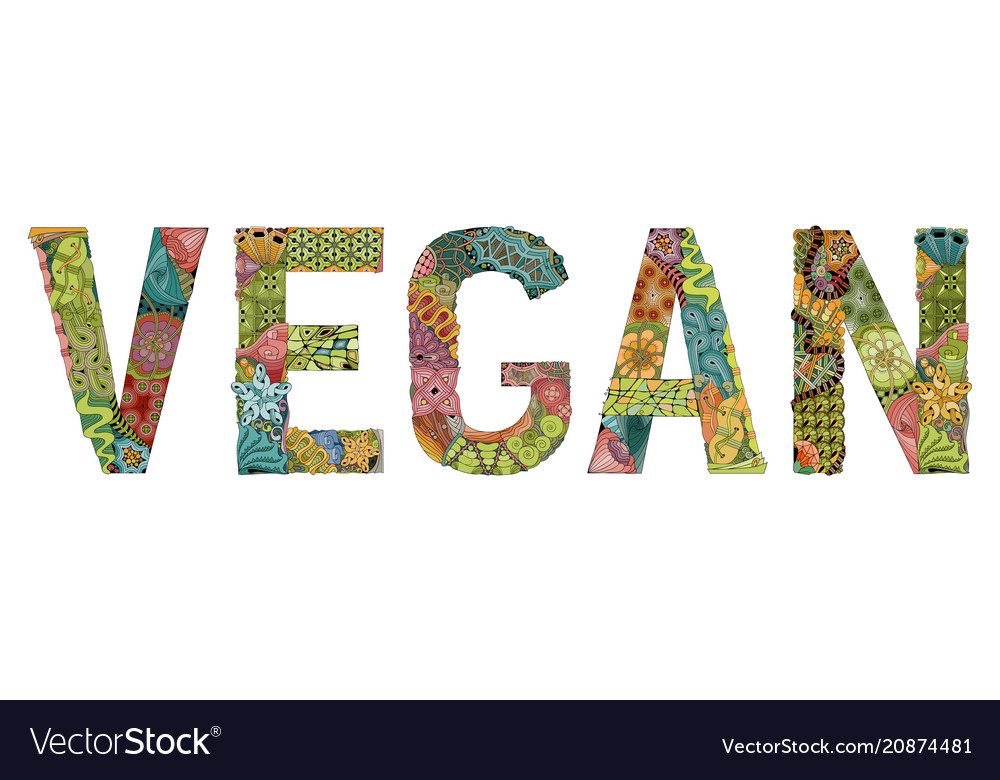 word-vegan-decorative-entangle-object-royalty-free-vector