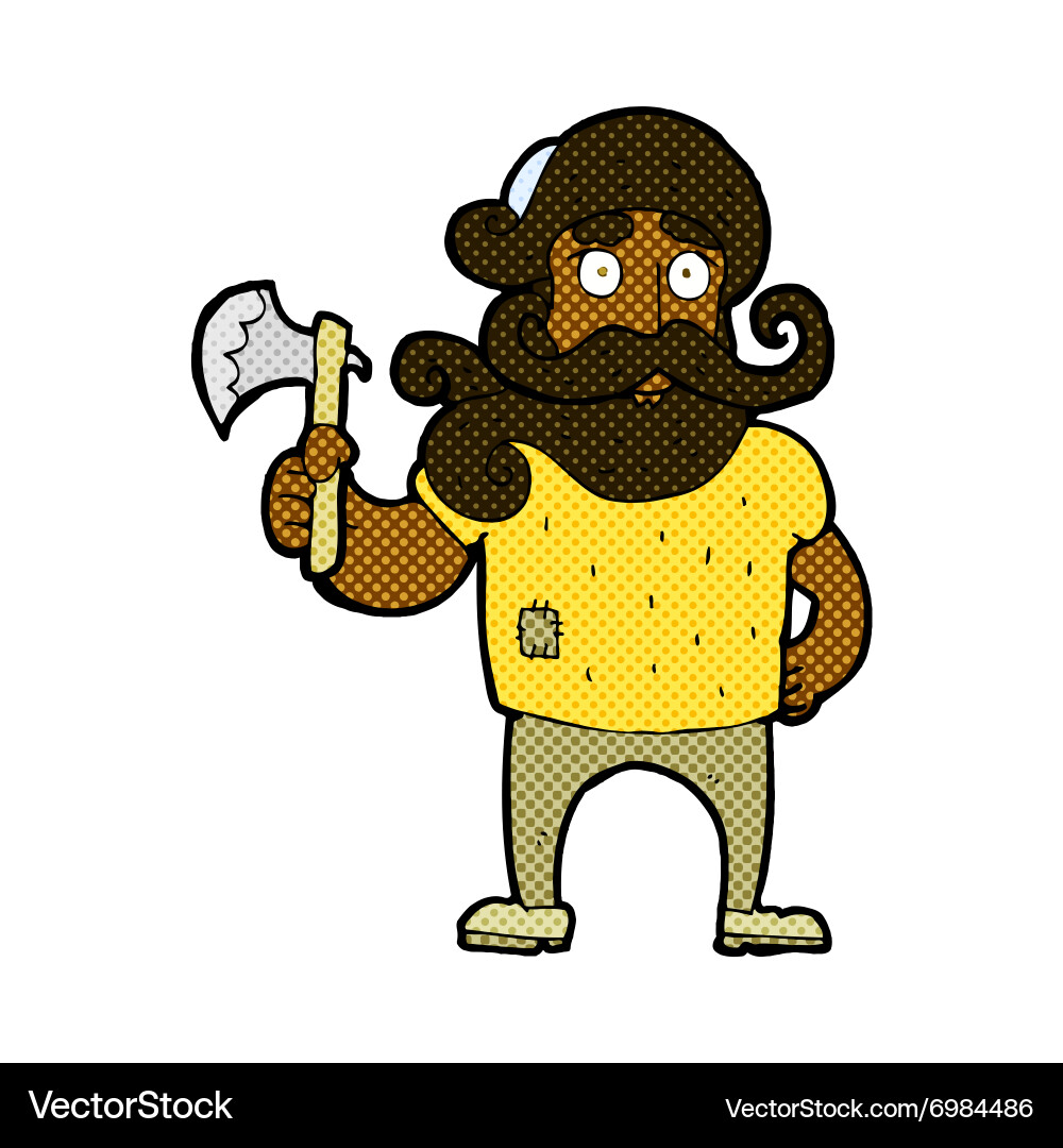 Comic cartoon lumberjack with axe Royalty Free Vector Image