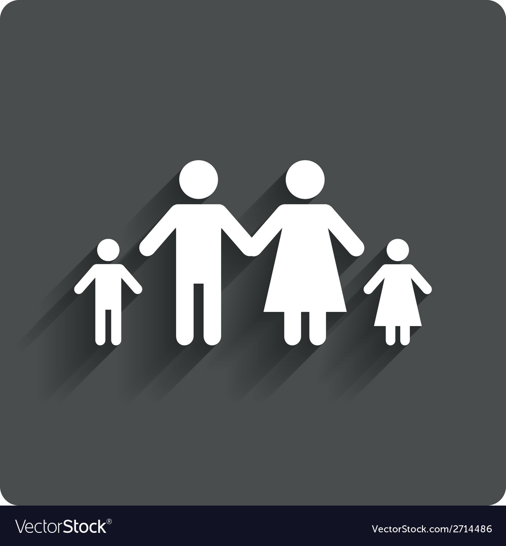 Complete family with two children sign icon