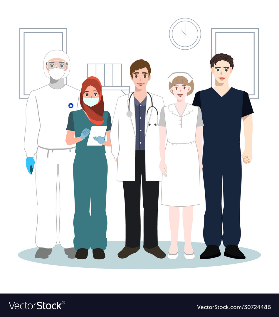 Doctor and nurse in hospital cartoon set Vector Image