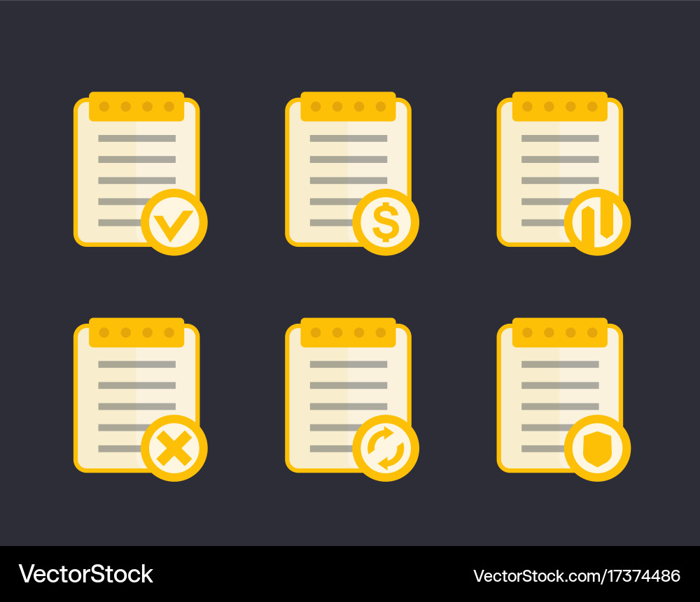 Documents icons flat style Royalty Free Vector Image