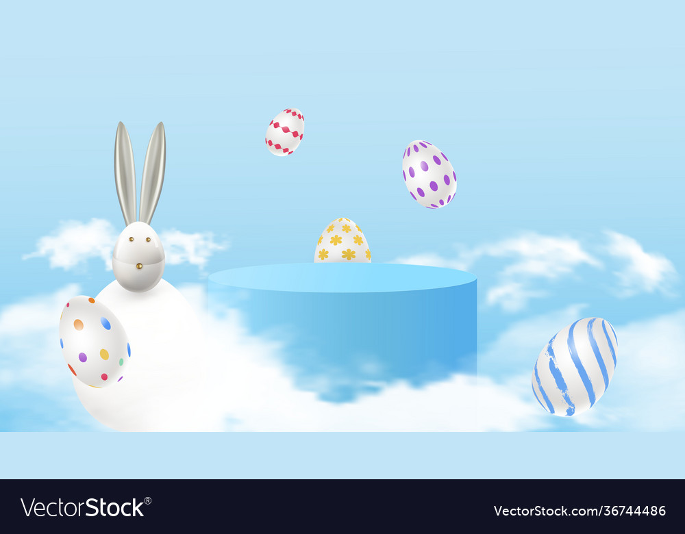 Happy easter design rabbit with eggs festive