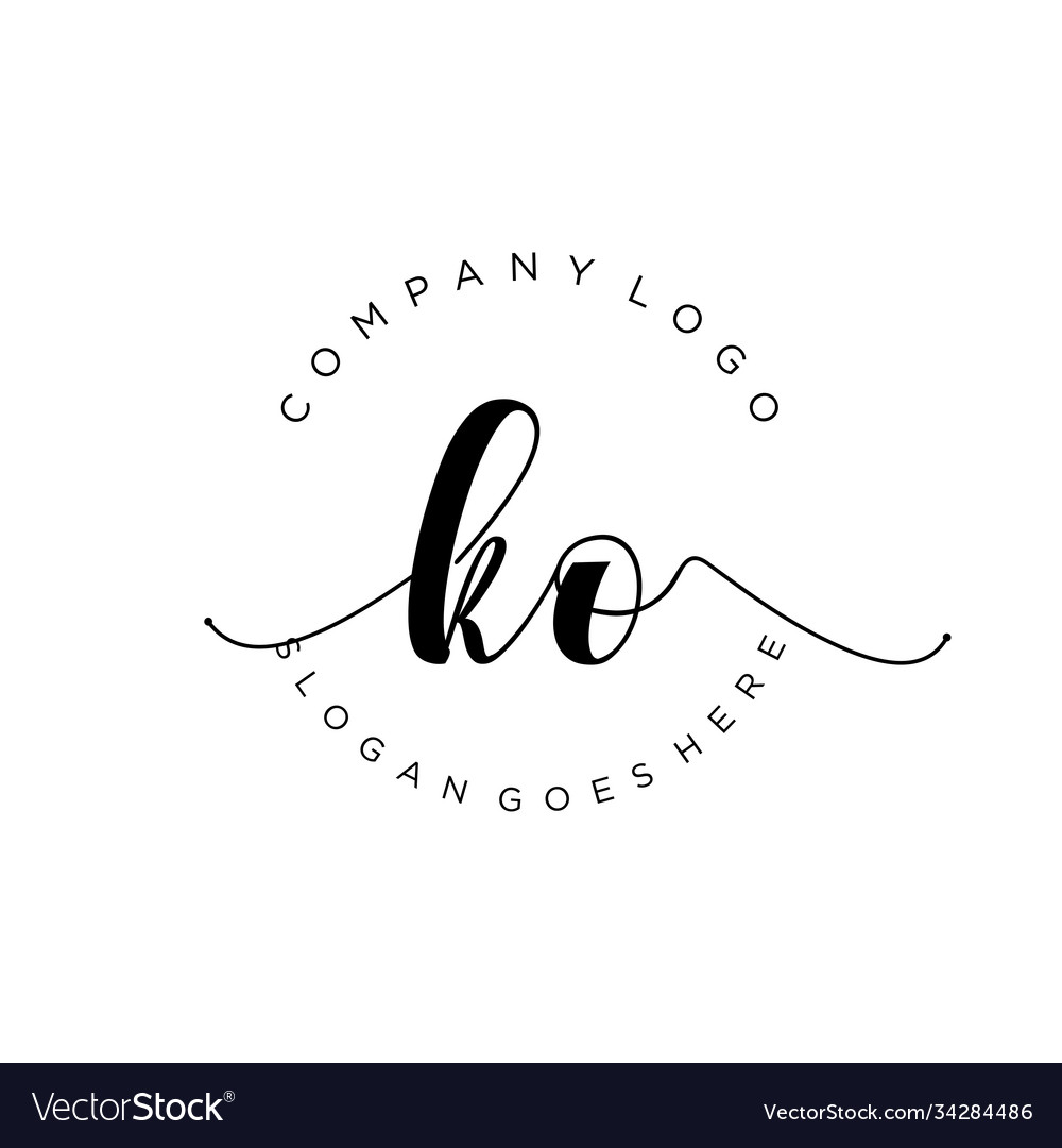 Initial ko handwriting logo with circle template Vector Image