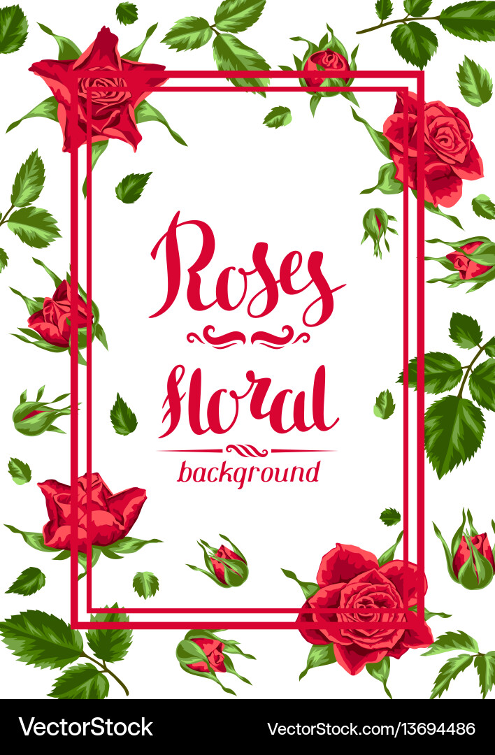 Invitation card with red roses beautiful Vector Image