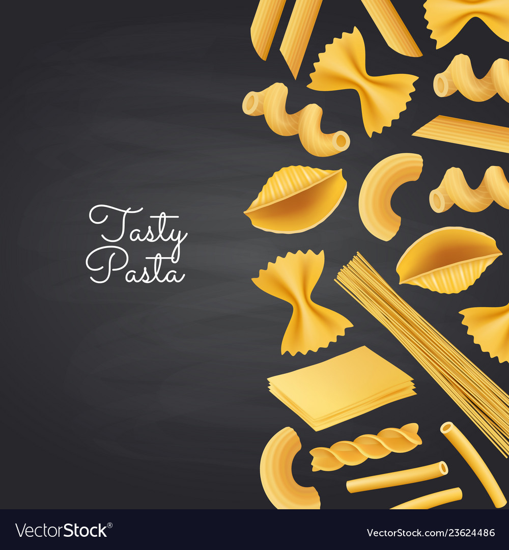 Delicious italian pasta types of high quality Vector Image