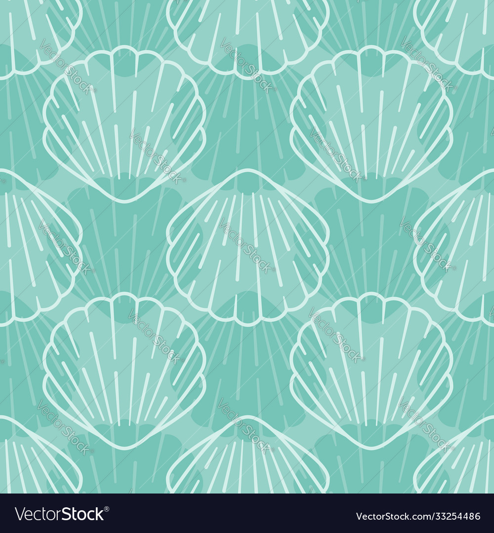 Seashell seamless pattern background Royalty Free Vector