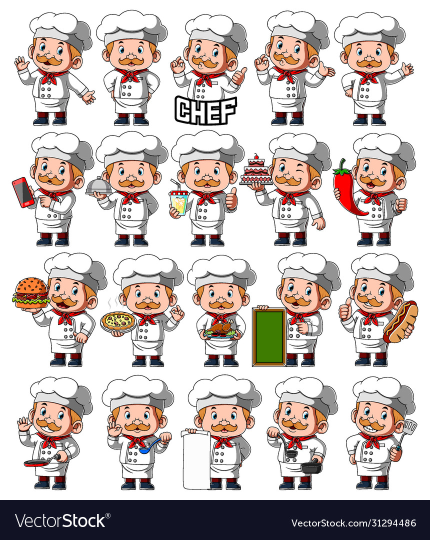 Set chef person with different poses