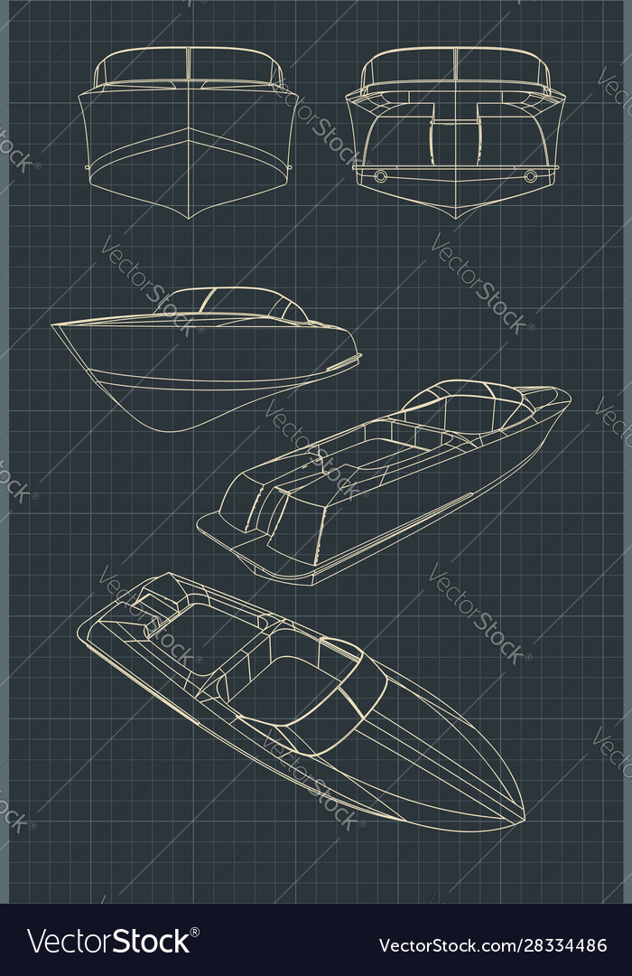 Modern line art speed boat illustration design Stock Vector Image