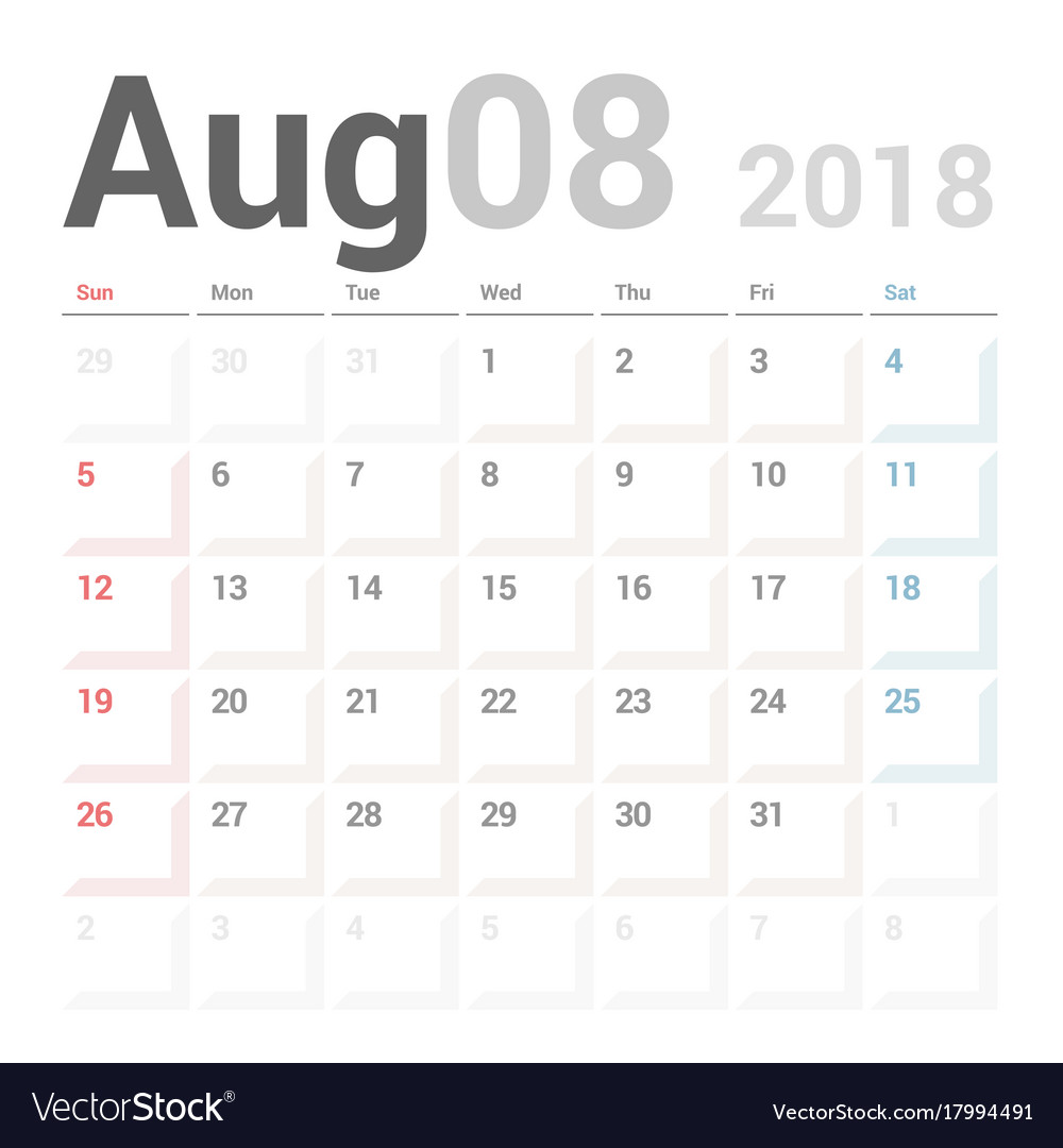 aug 2018 calander