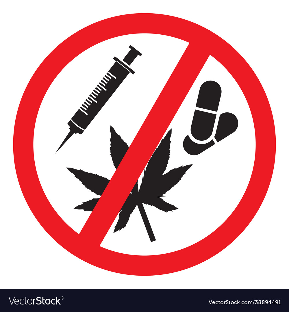 Drugs prohibited sign Royalty Free Vector Image