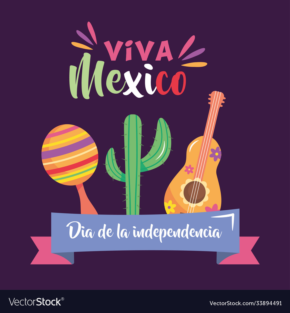 Mexico independence day design with maracas Vector Image