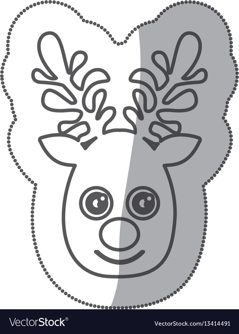 Sticker silhouette cute face reindeer animal