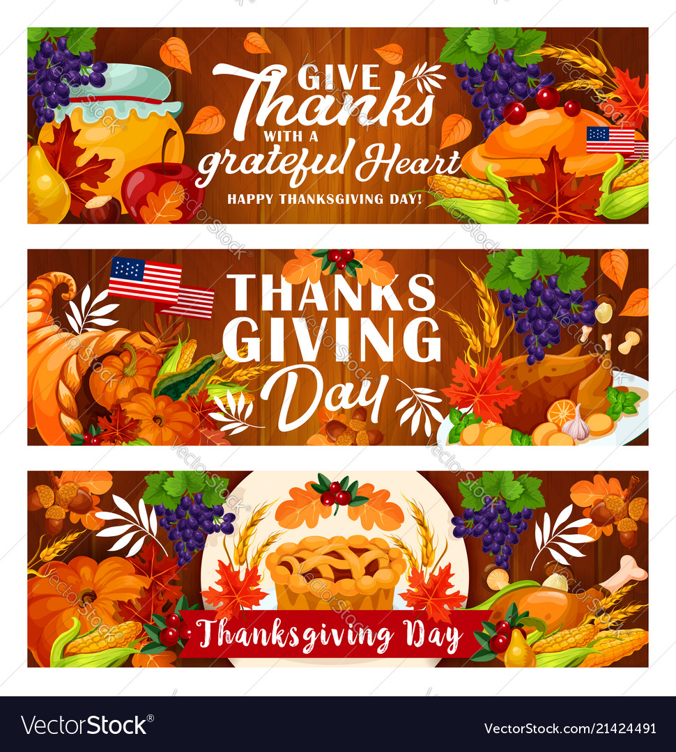 Thanksgiving day banner with date and autumn leaves vector Stock Vector