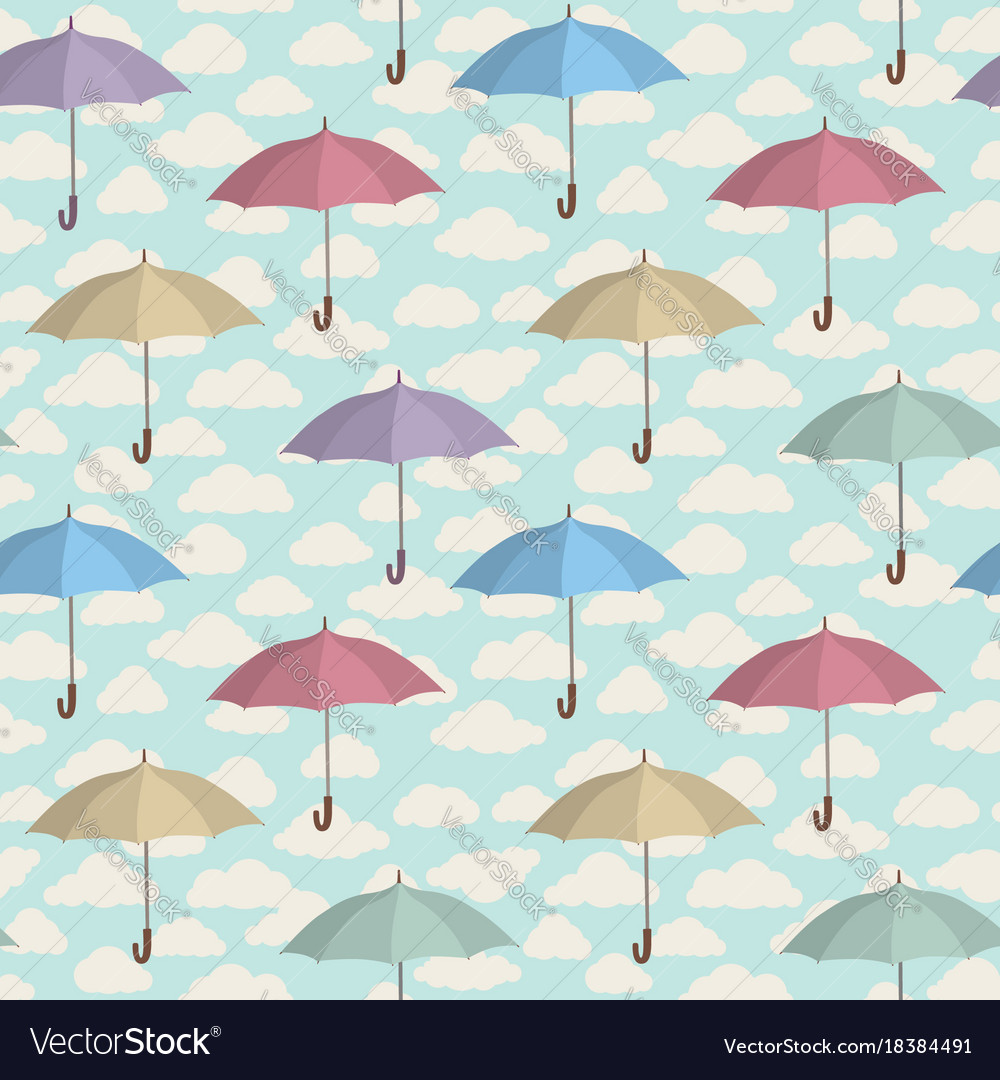 Umbrella seamless pattern cloudy sky season