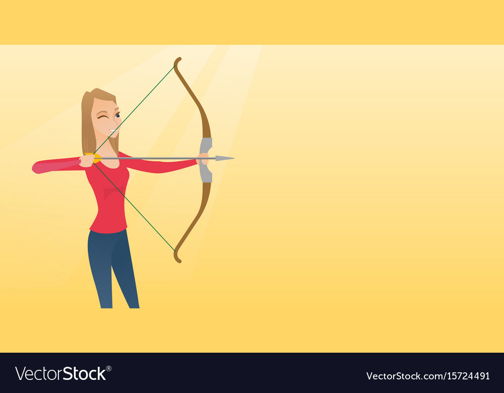 Young caucasian archer training with a bow