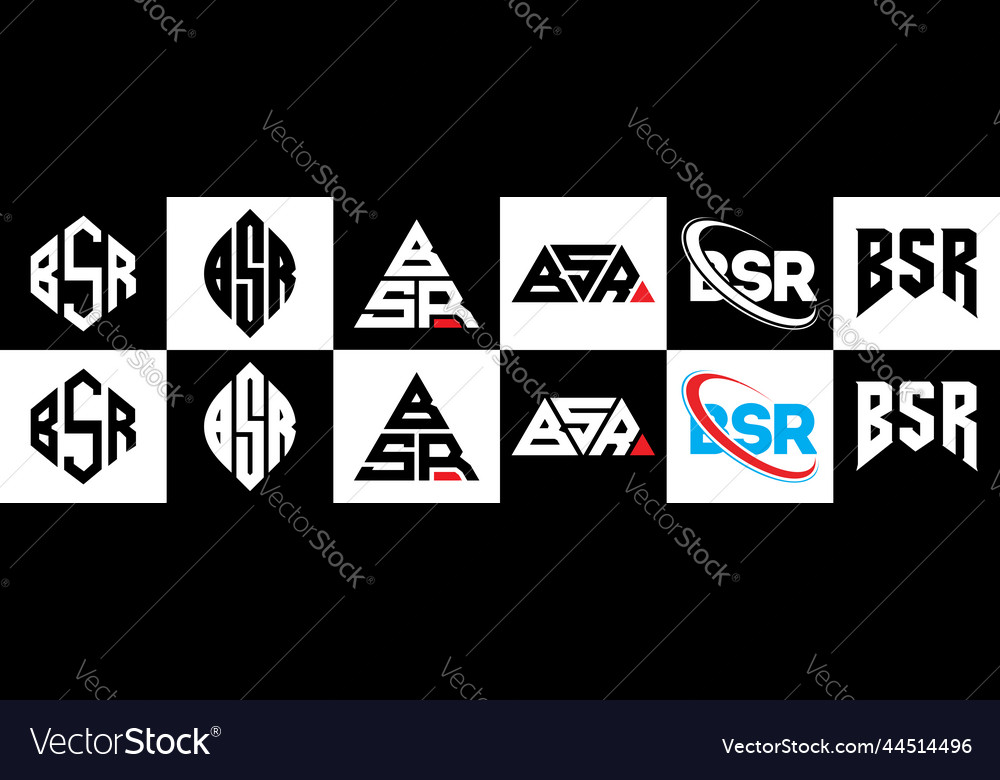 Bsr letter logo design in six style polygon Vector Image