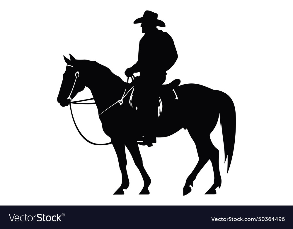 Cowboy and horse running silhouettes Royalty Free Vector